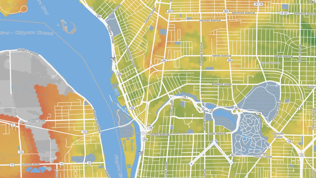 Bike Grade map of Black Rock, Buffalo, NY