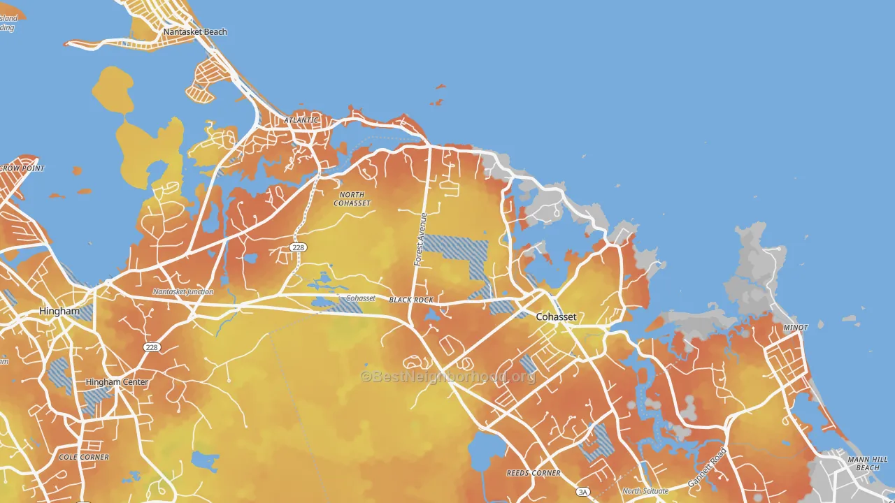 Bike Grade map of Black Rock, MA