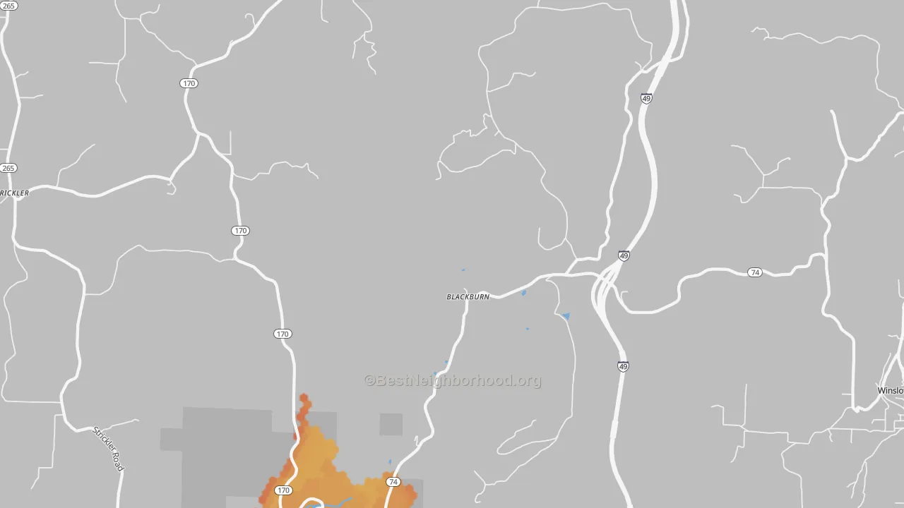 Bike Grade map of Blackburn, AR