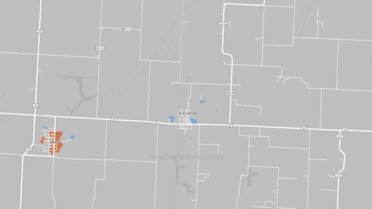 Bike Grade map of Blackburn, MO