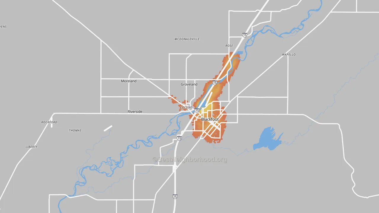 Bike Grade map of Blackfoot, ID