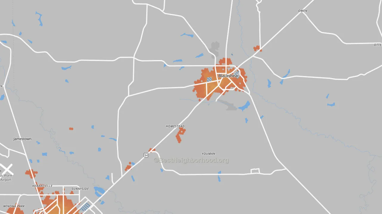 Bike Grade map of Blackshear, GA