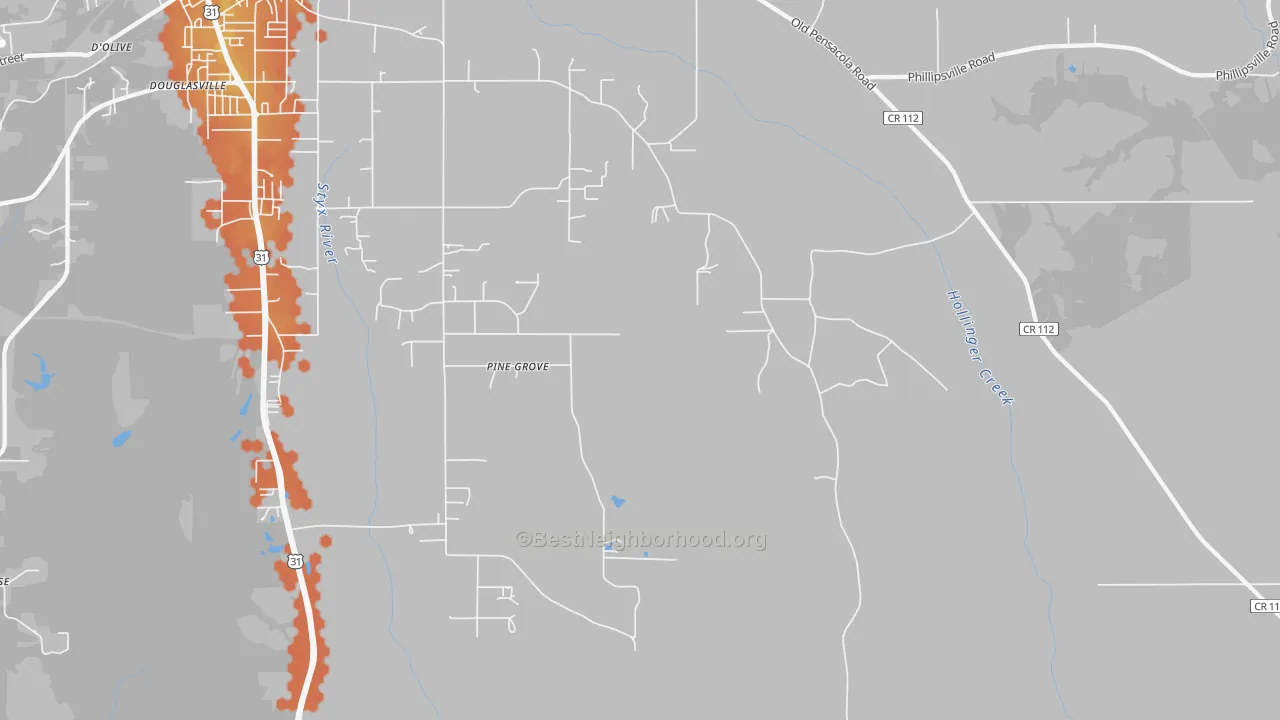 Bike Grade map of Blacksher, AL