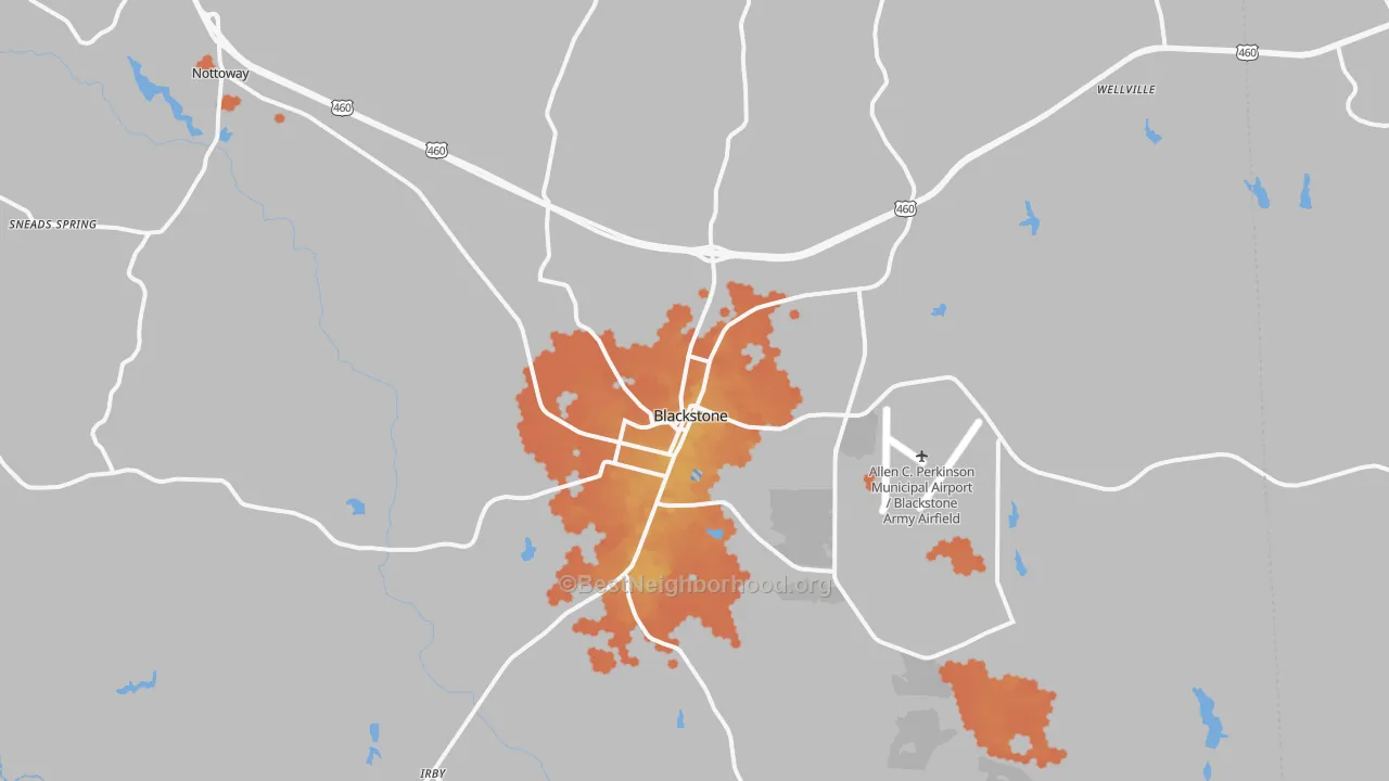 Bike Grade map of Blackstone, VA