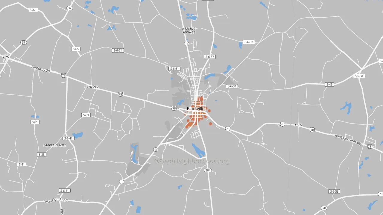 Bike Grade map of Blackville, SC