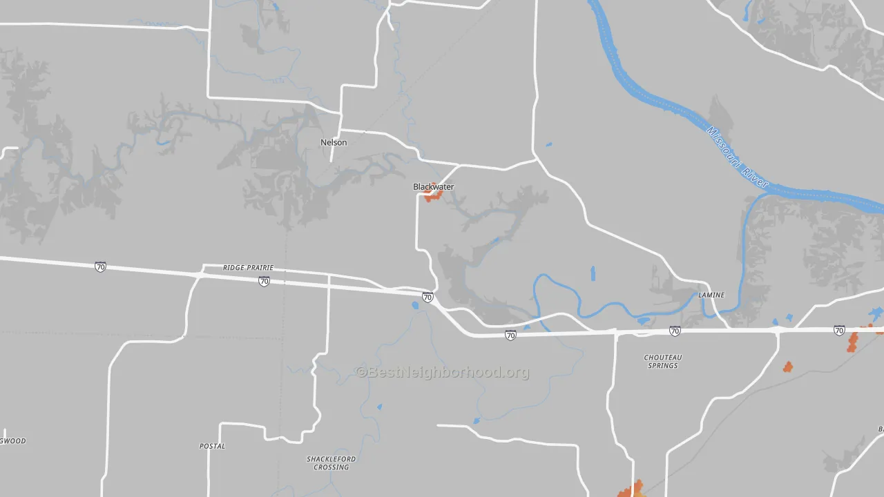 Bike Grade map of Blackwater, MO