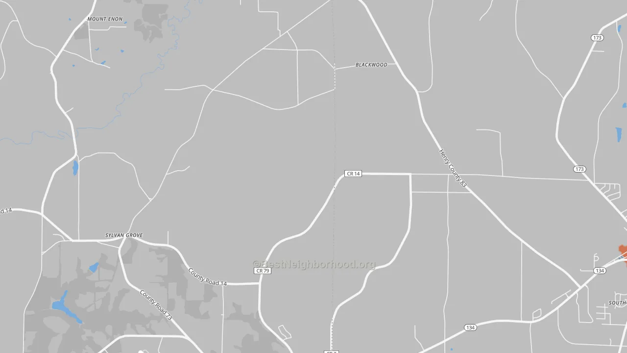 Bike Grade map of Blackwood, AL