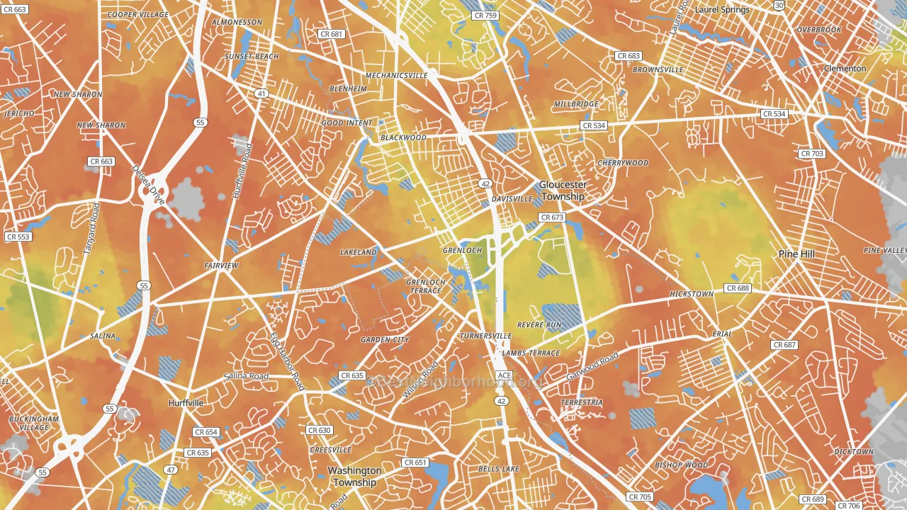 Bike Grade map of Blackwood, NJ