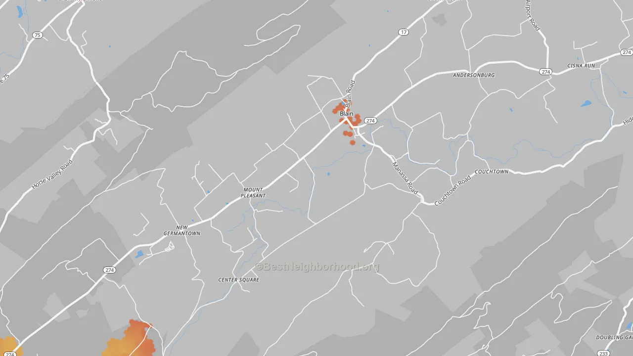 Bike Grade map of Blain, PA