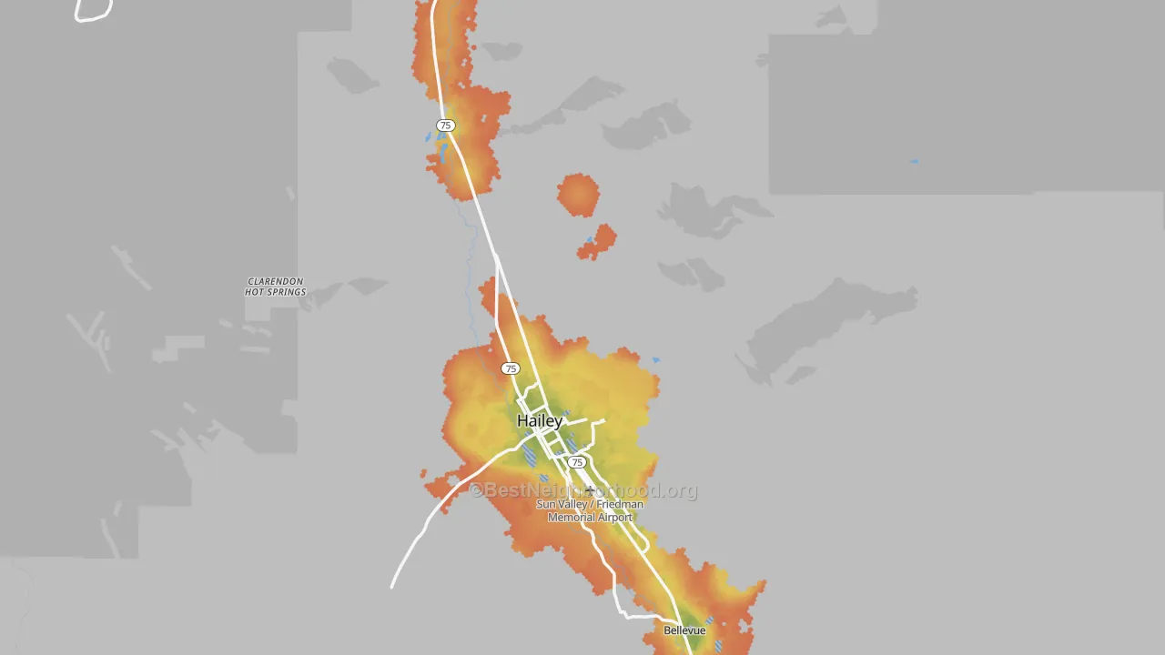 Bike Grade map of Blaine County, ID