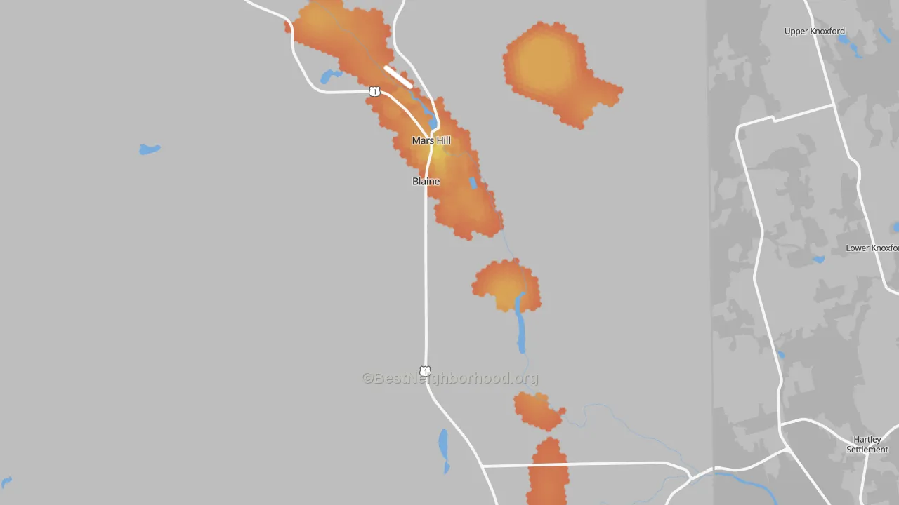 Bike Grade map of Blaine, ME