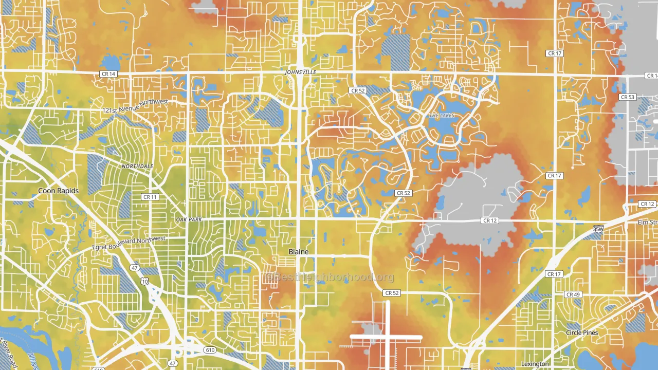 Bike Grade map of Blaine, MN