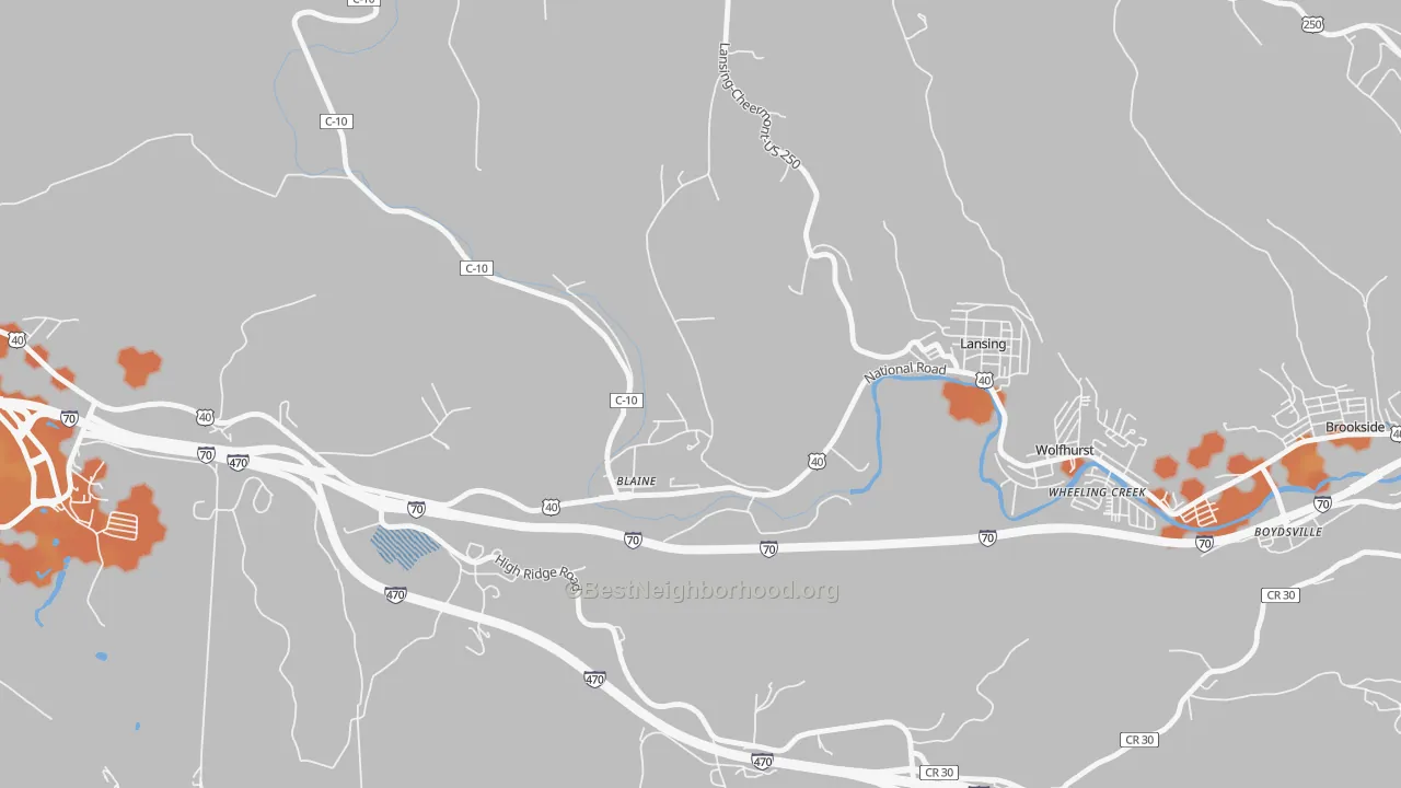 Bike Grade map of Blaine, OH