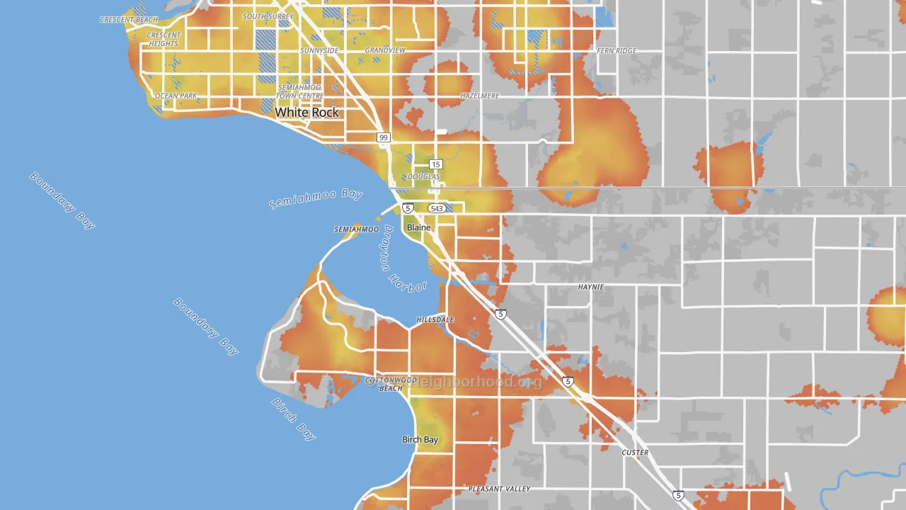 Bike Grade map of Blaine, WA