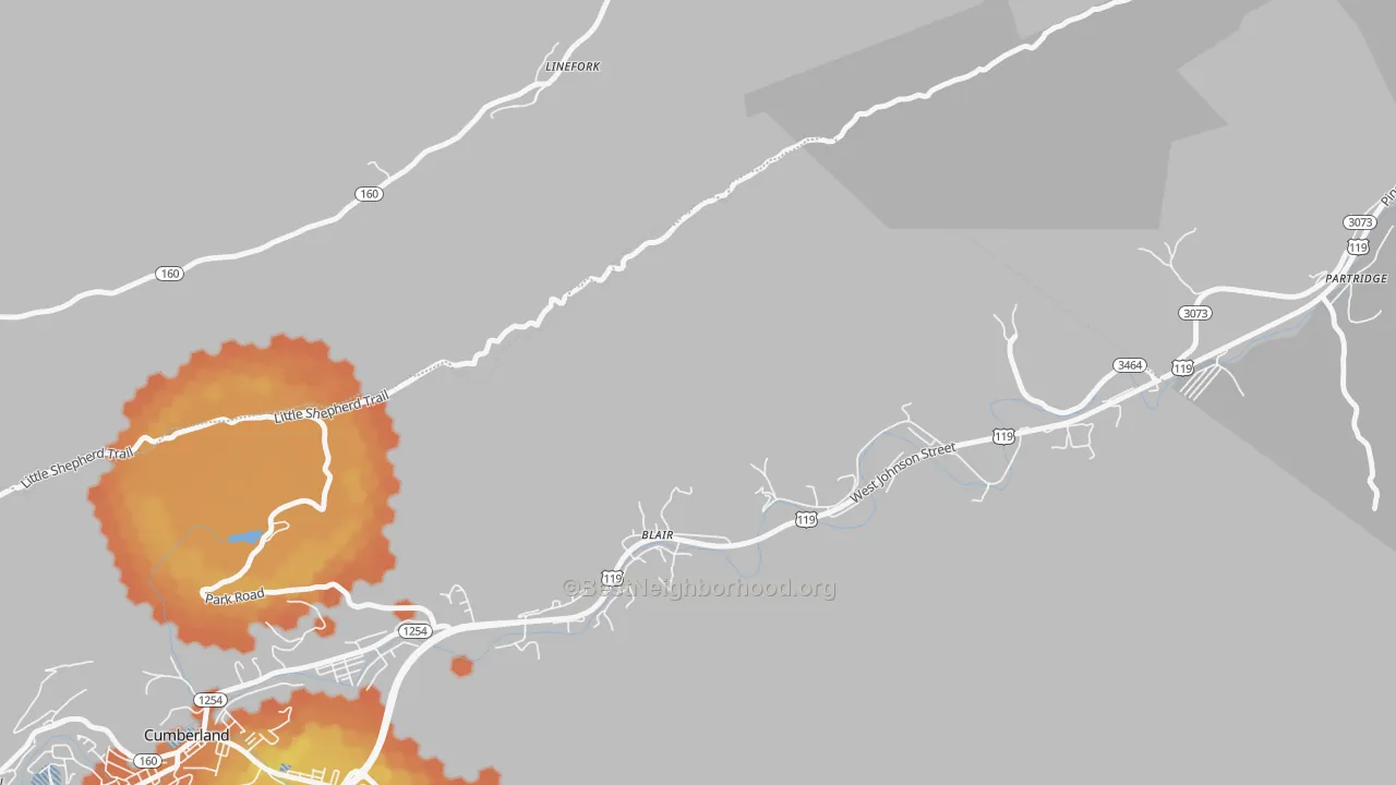 Bike Grade map of Blair, KY