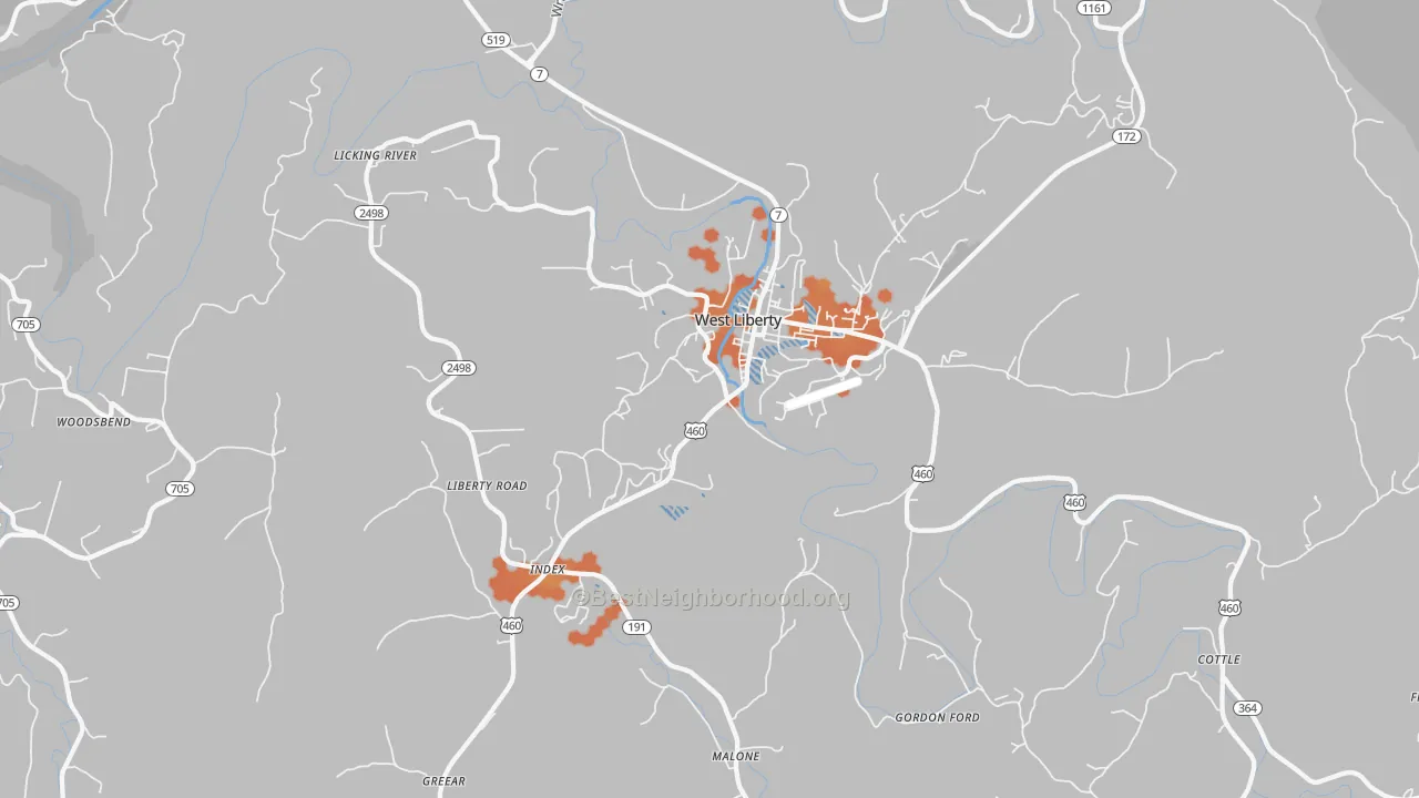 Bike Grade map of Blairs Mill, KY