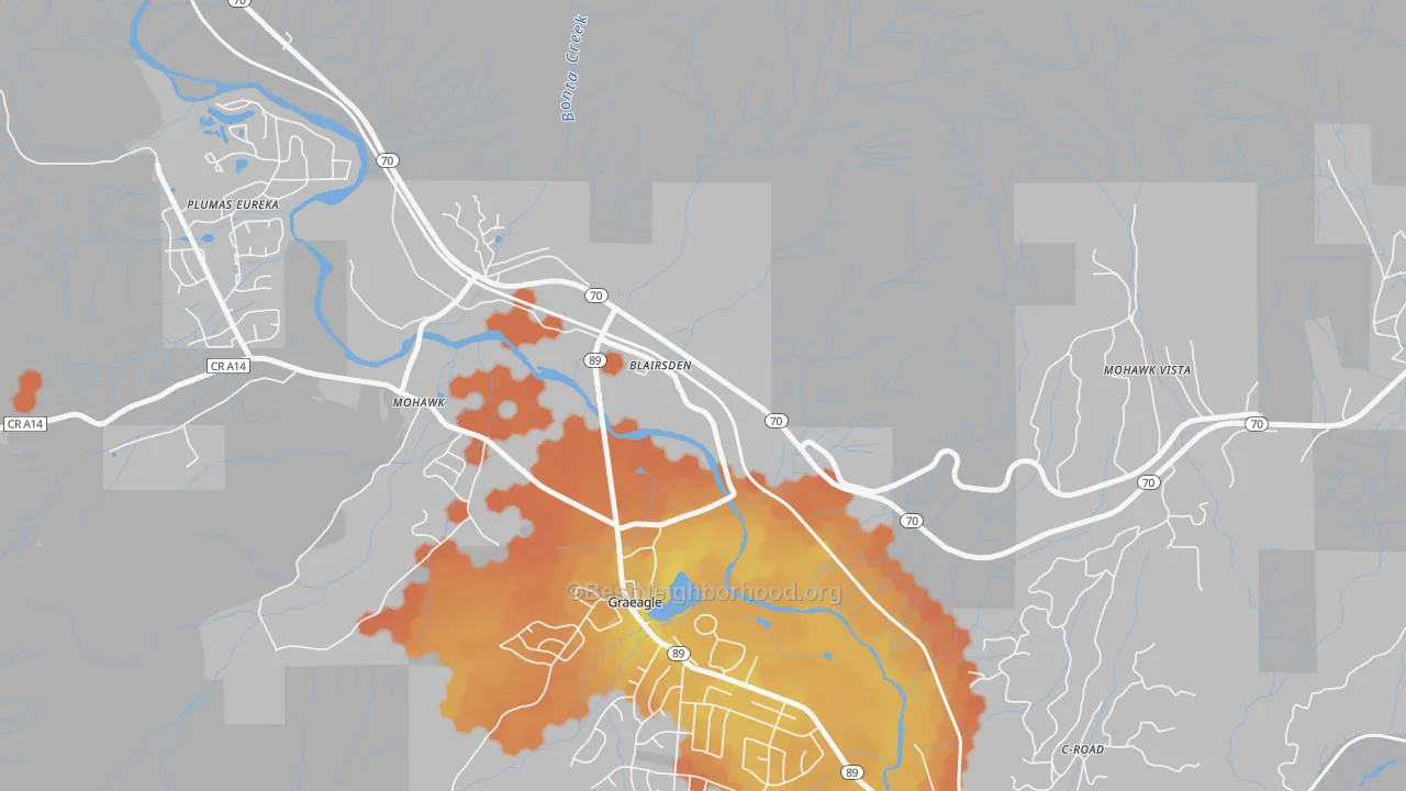 Bike Grade map of Blairsden, CA