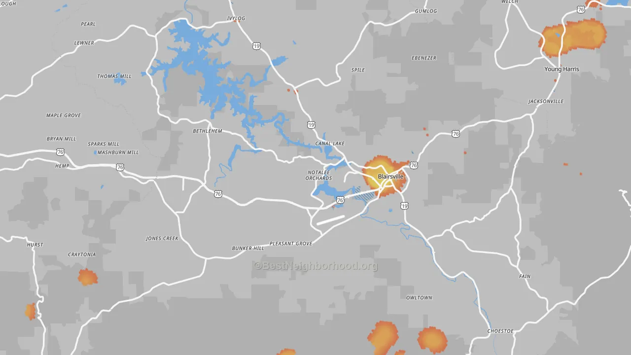 Bike Grade map of Blairsville, GA