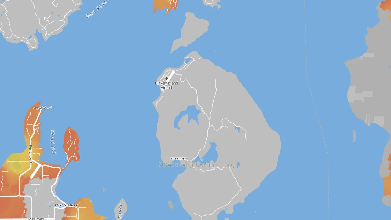 Bike Grade map of Blakely Island, WA