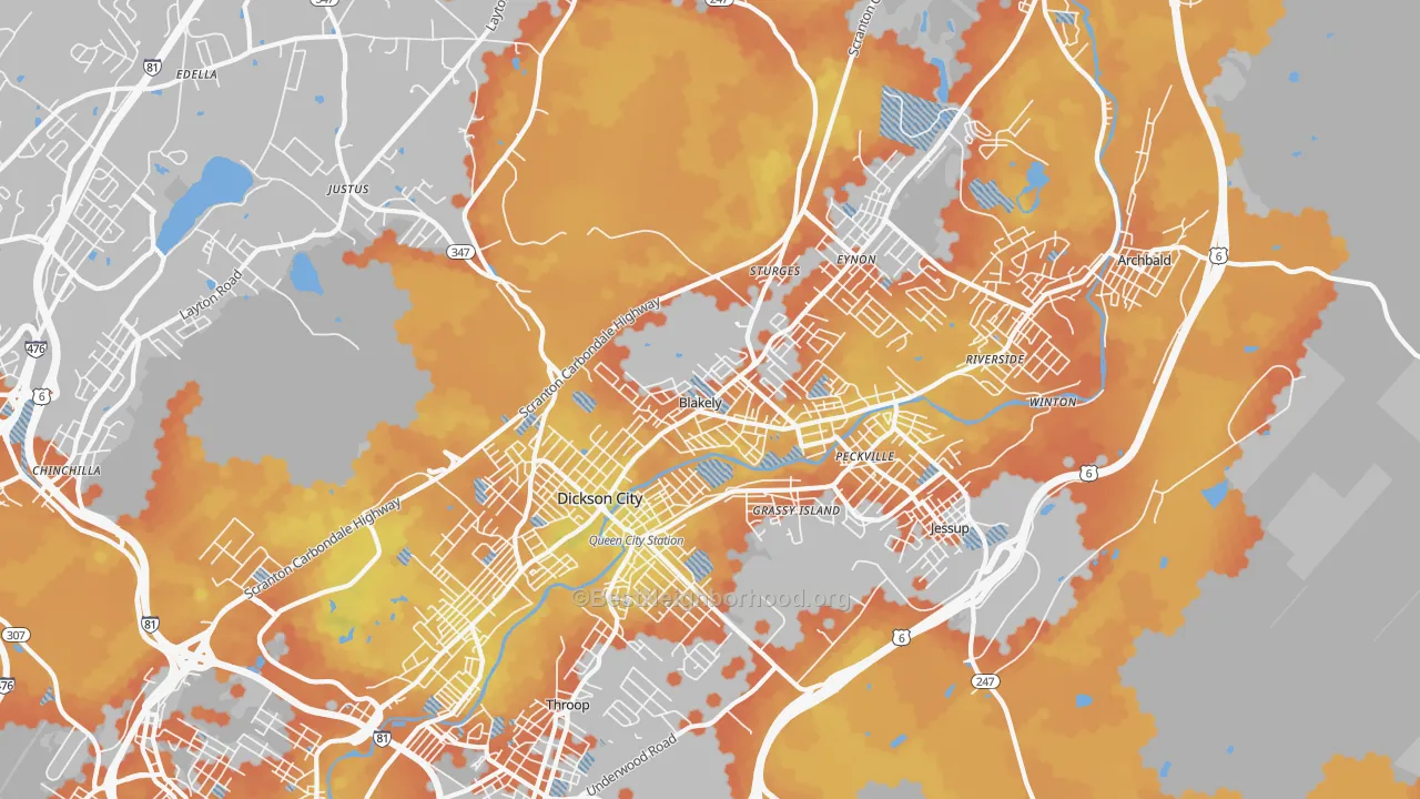 Bike Grade map of Blakely, PA