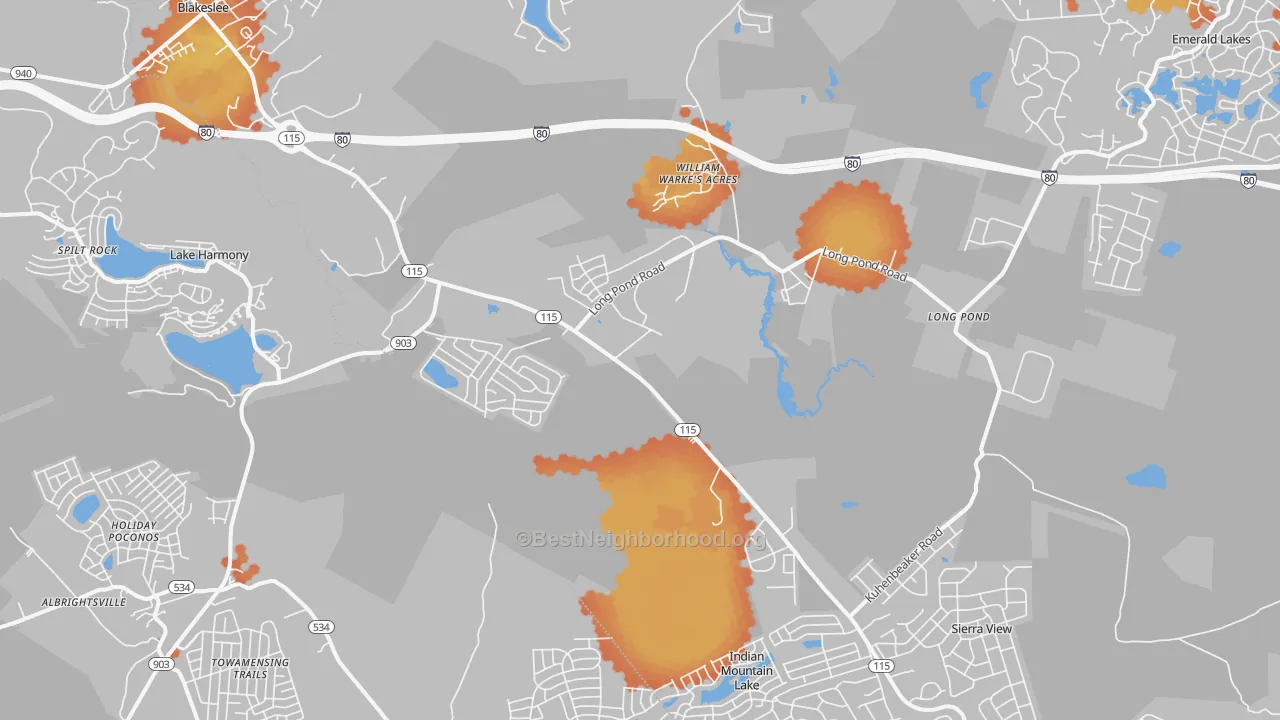 Bike Grade map of Blakeslee, PA
