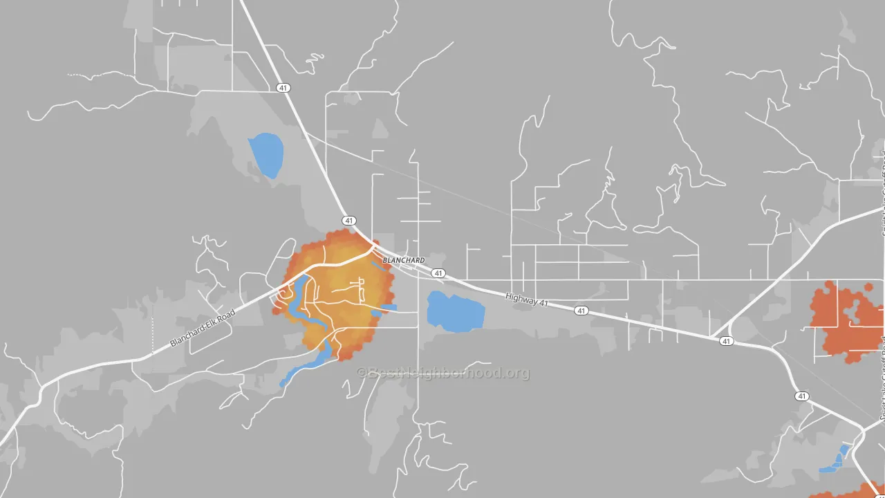 Bike Grade map of Blanchard, ID