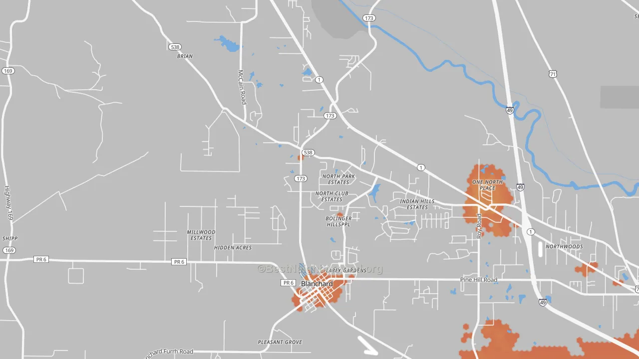 Bike Grade map of Blanchard, LA