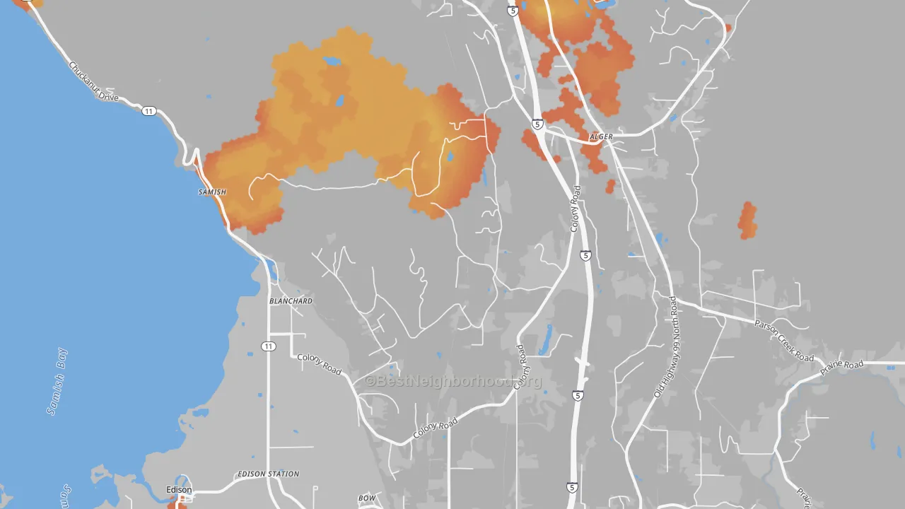 Bike Grade map of Blanchard, WA