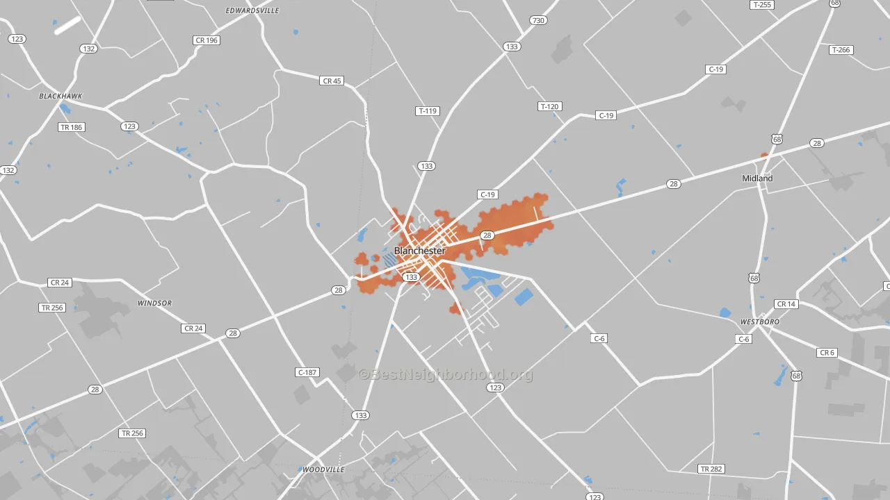 Bike Grade map of Blanchester, OH