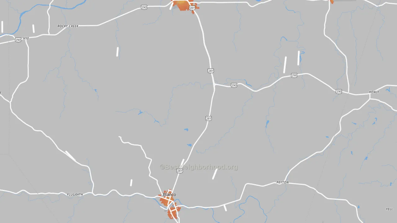 Bike Grade map of Blanco County, TX