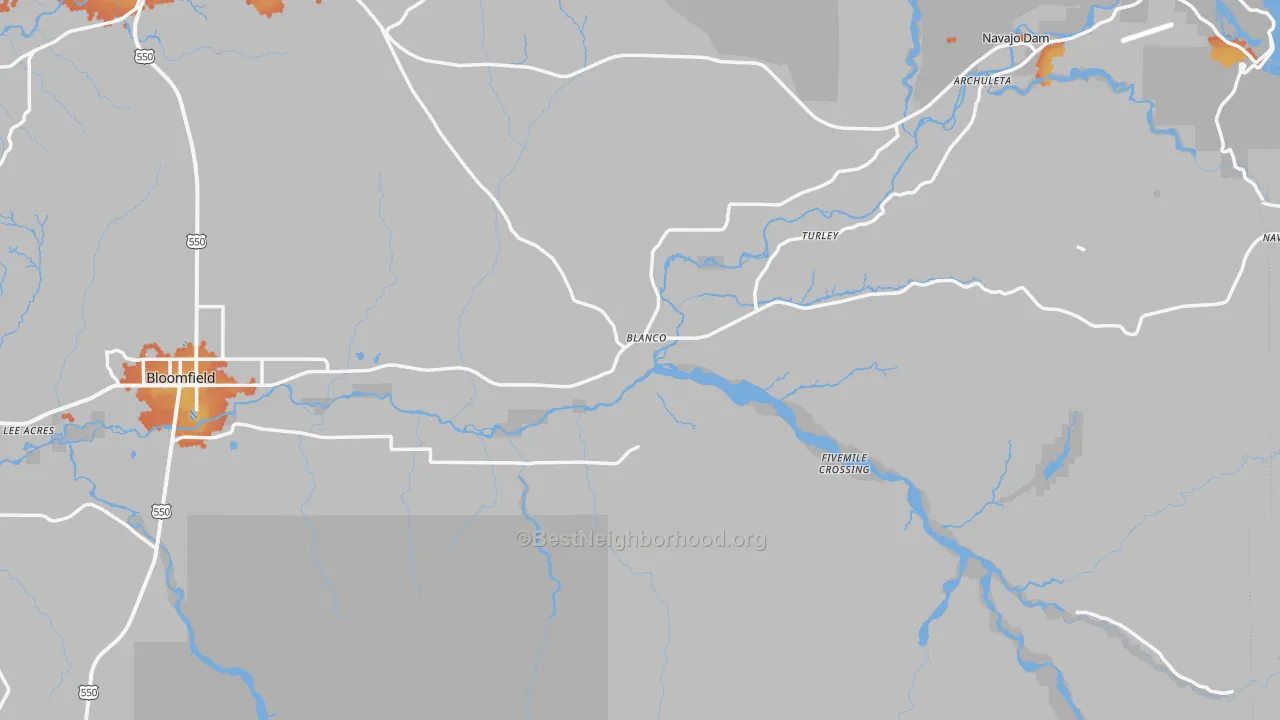 Bike Grade map of Blanco, NM