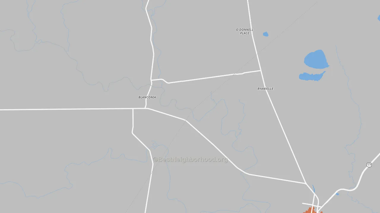 Bike Grade map of Blanconia, TX