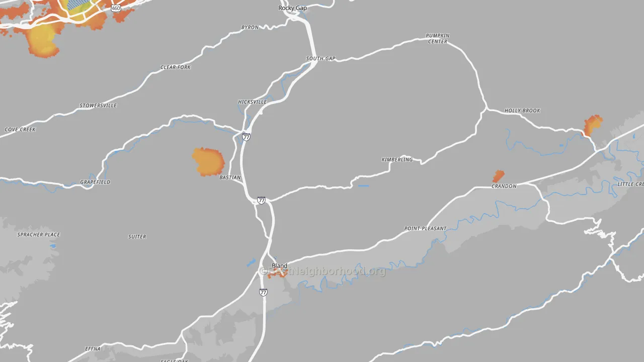 Bike Grade map of Bland County, VA