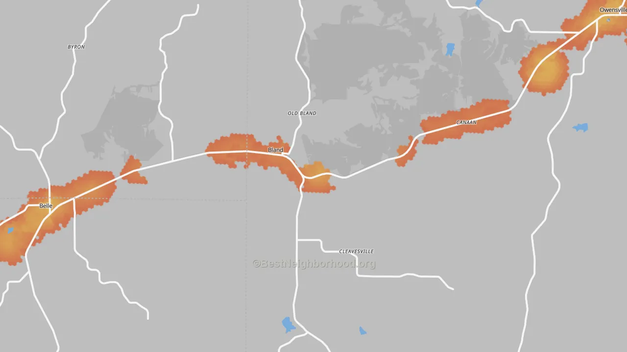 Bike Grade map of Bland, MO