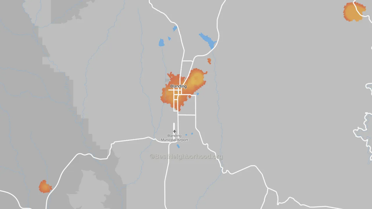 Bike Grade map of Blanding, UT
