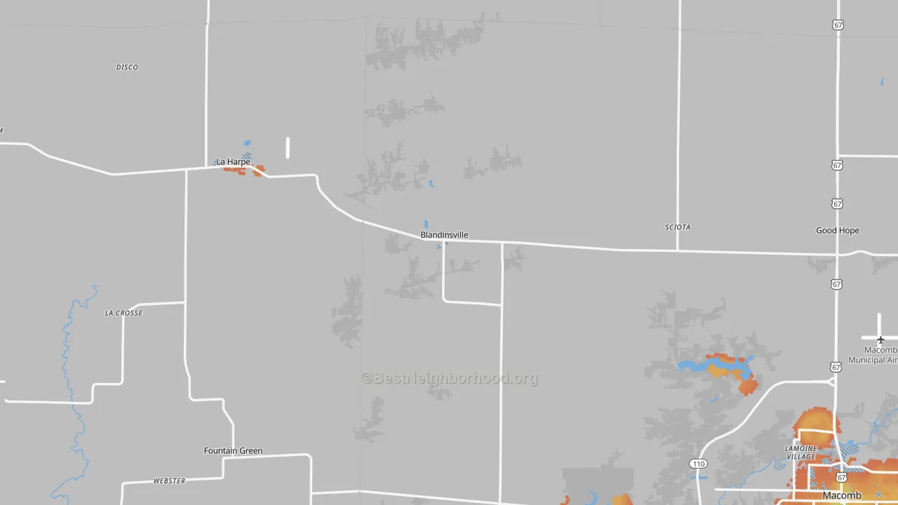 Bike Grade map of Blandinsville, IL