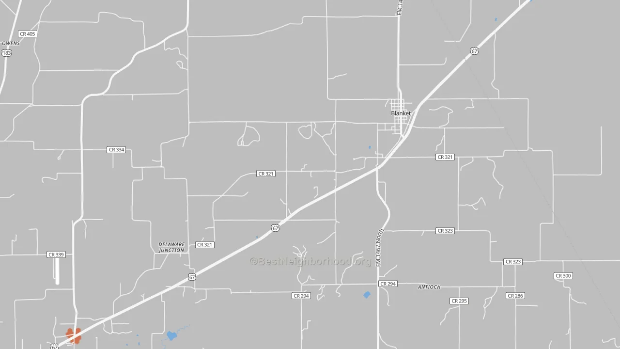 Bike Grade map of Blanket, TX