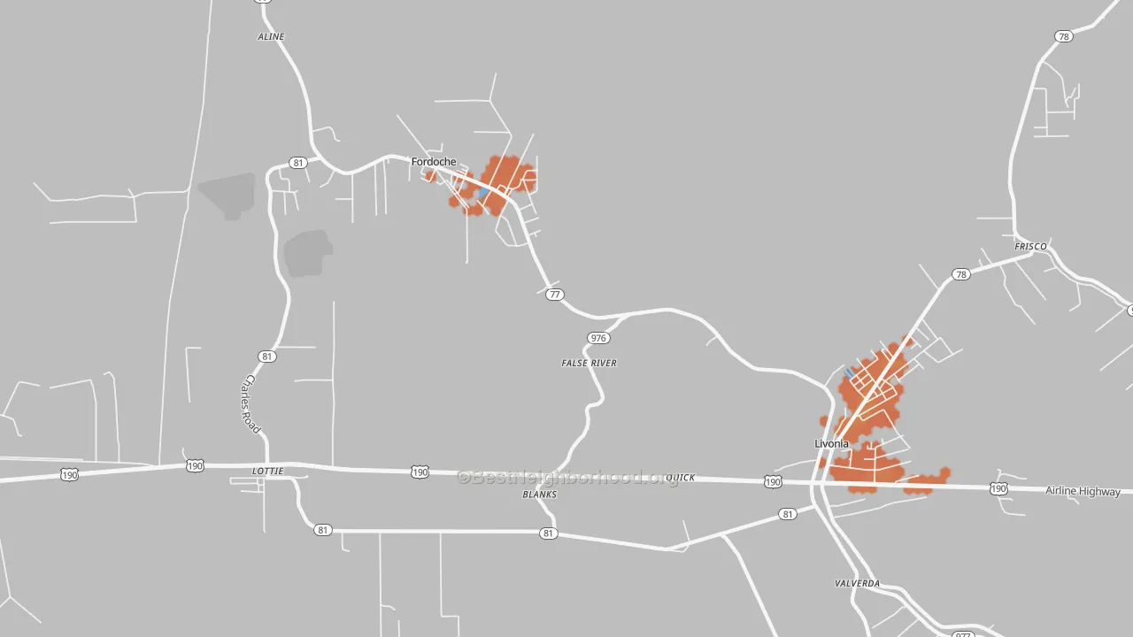 Bike Grade map of Blanks, LA