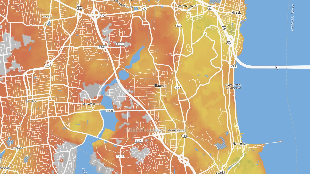 Bike Grade map of Blauvelt, NY