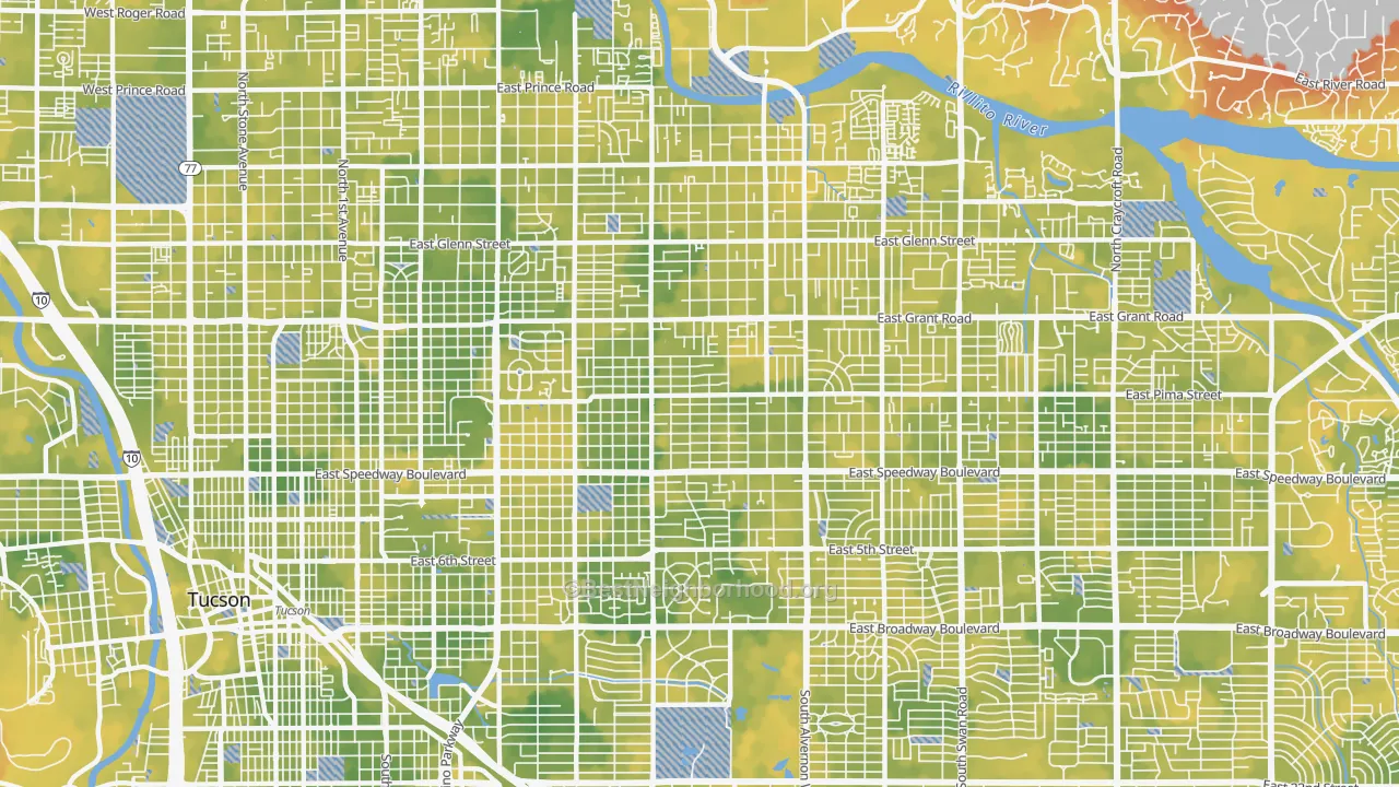 Bike Grade map of Blenman-Elm, Tucson, AZ