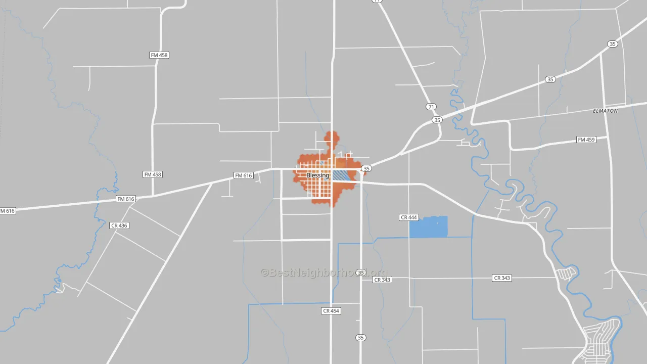 Bike Grade map of Blessing, TX