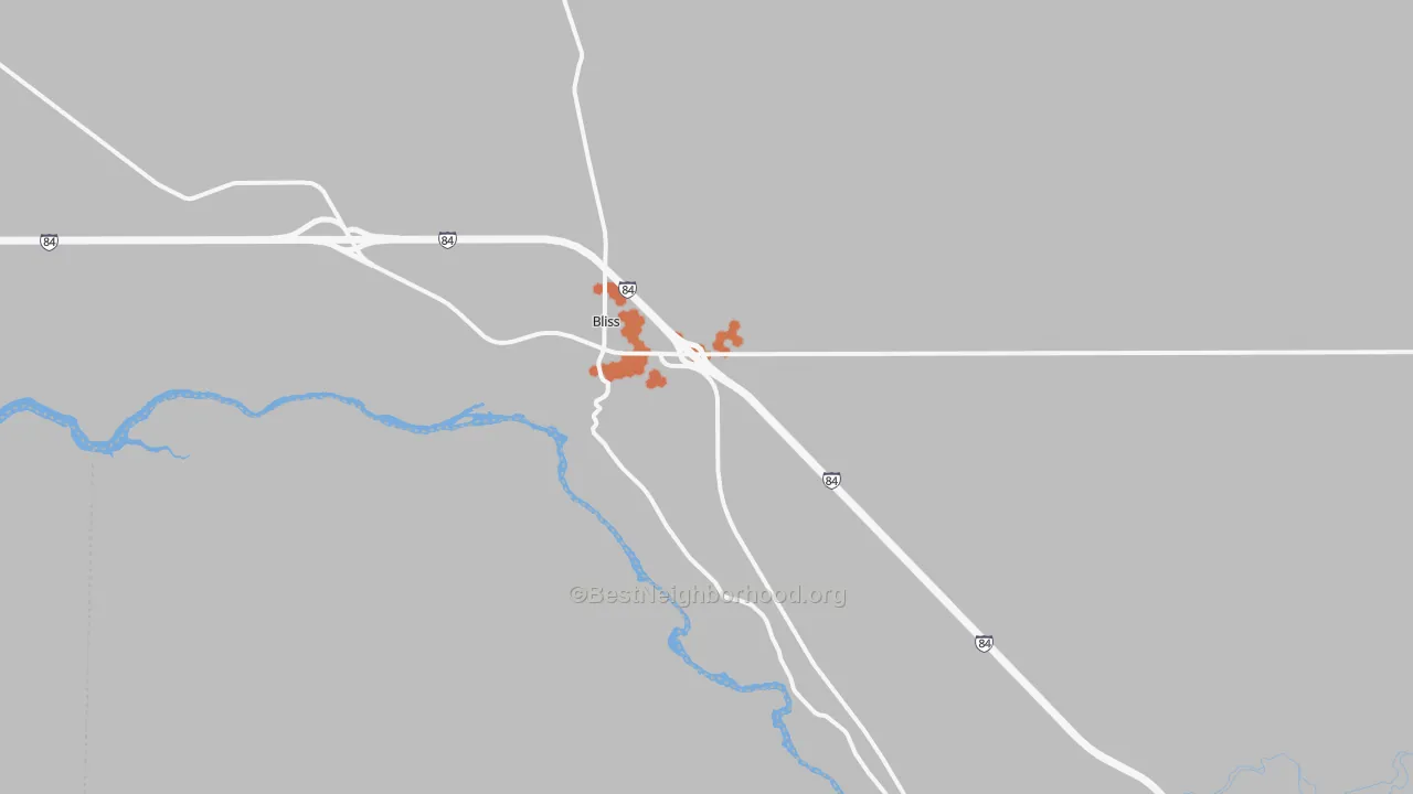 Bike Grade map of Bliss, ID