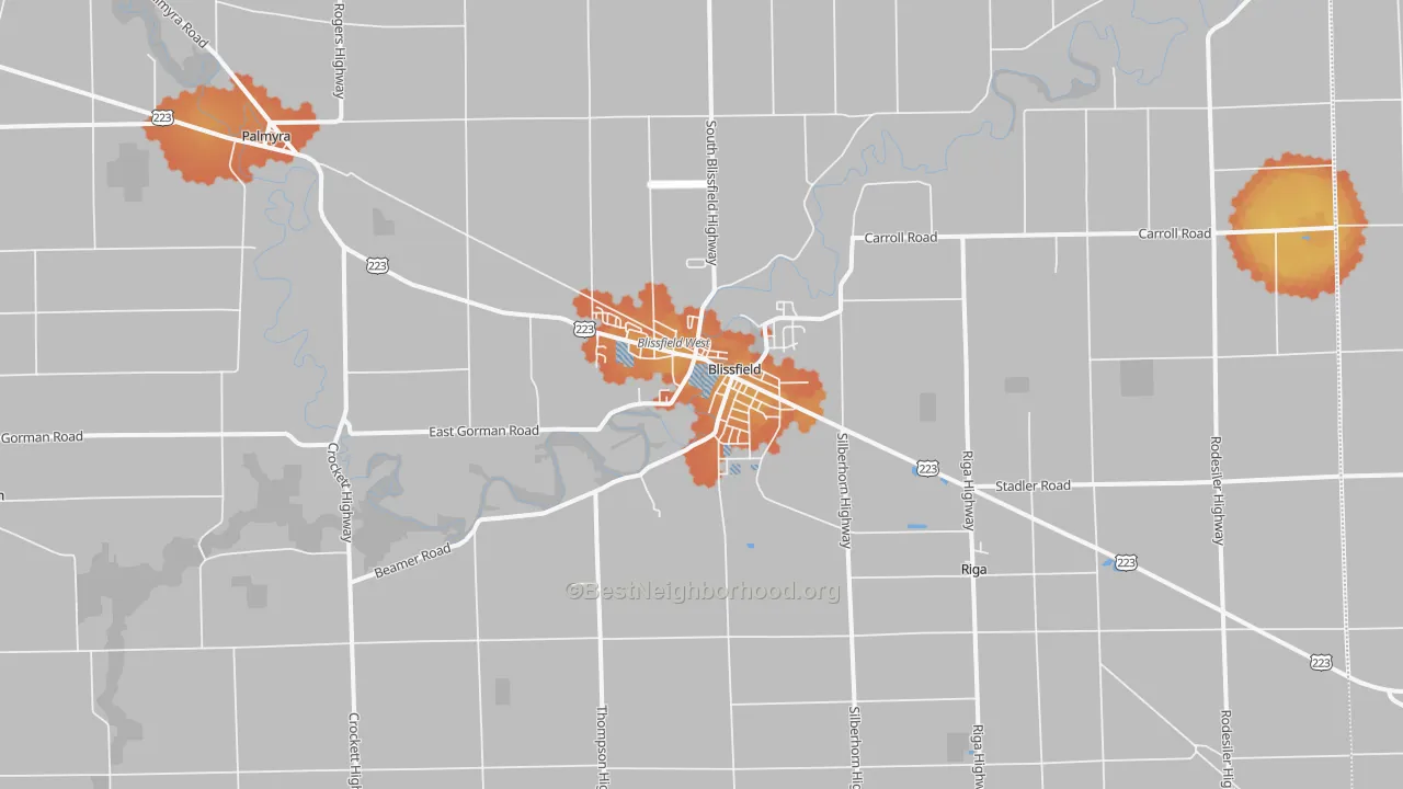Bike Grade map of Blissfield, MI