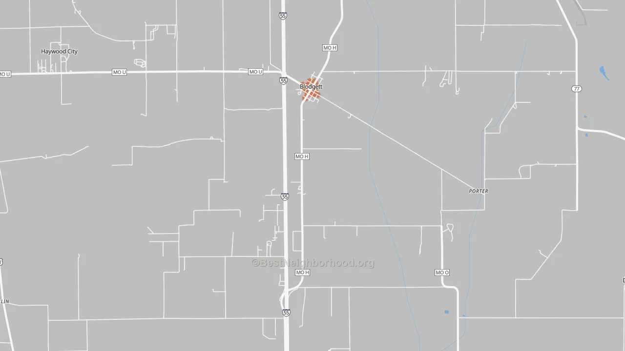 Bike Grade map of Blodgett, MO