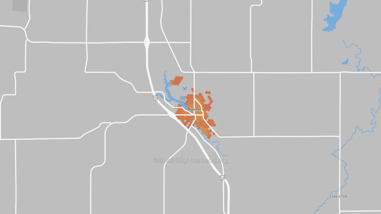 Bike Grade map of Bloomer, WI