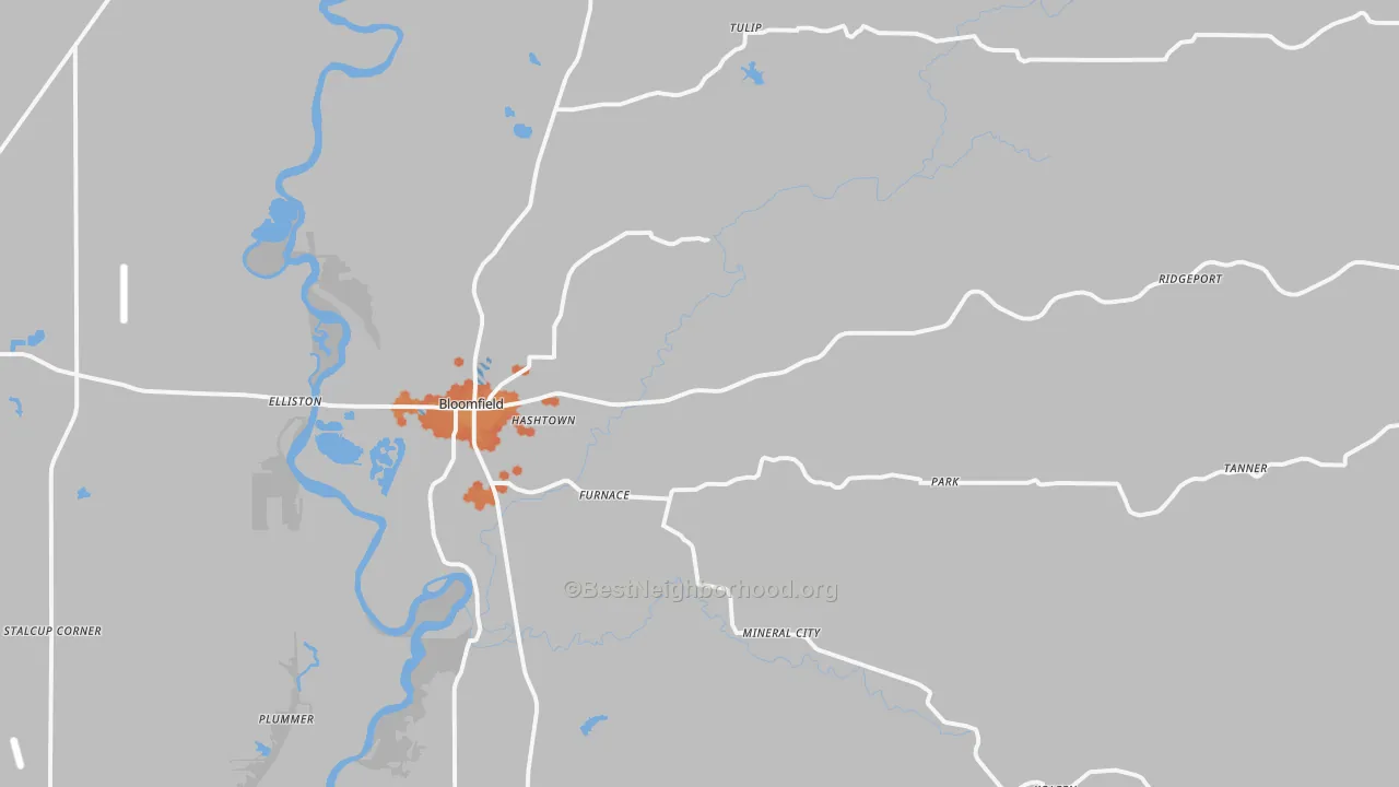 Bike Grade map of Bloomfield, IN