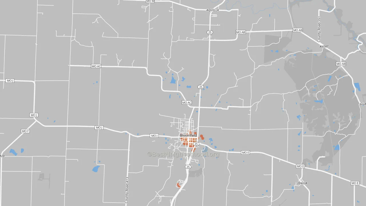 Bike Grade map of Bloomfield, MO