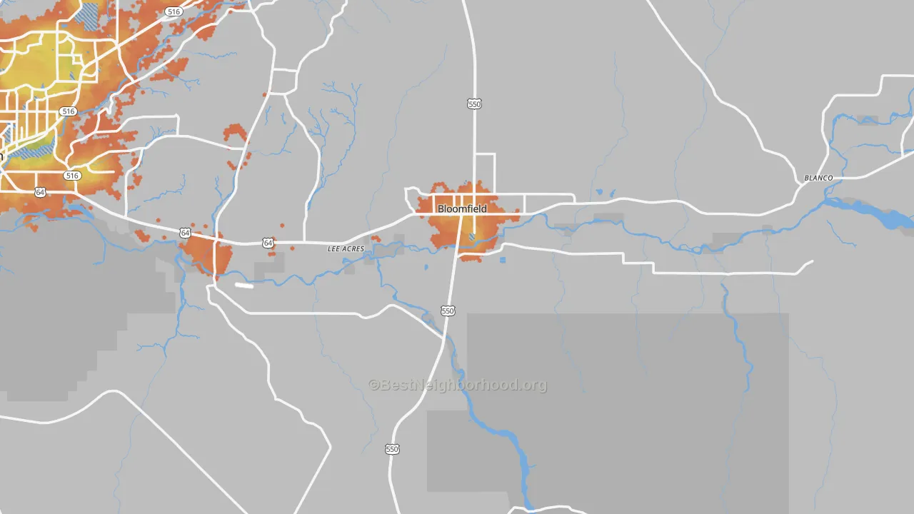 Bike Grade map of Bloomfield, NM