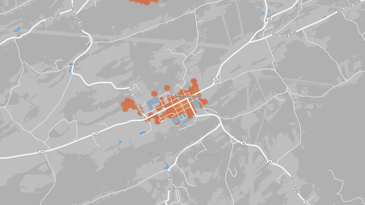 Bike Grade map of Bloomfield, PA