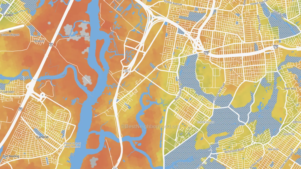 Bike Grade map of Bloomfield, Staten Island, NY